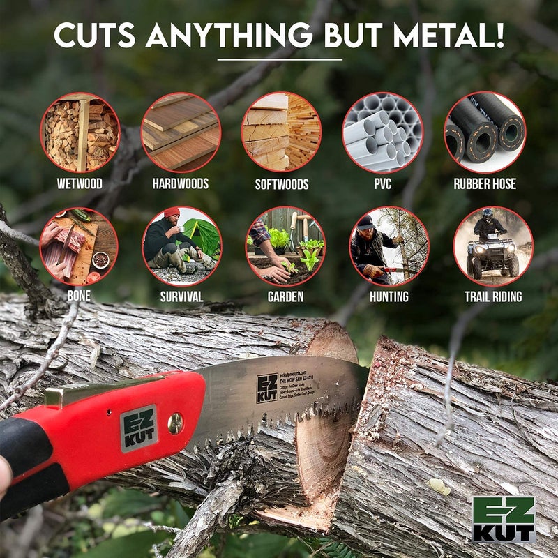 EZ KUT WOW Folding Saw 10â€ â€“ Heavy-Duty Hand Saw for Tree Trimming, Pruning & Wood Cutting â€“ Compact Foldable Design for Camping, Hunting & Survival â€“ Razor Sharp SK4 Steel Blade - Image 4